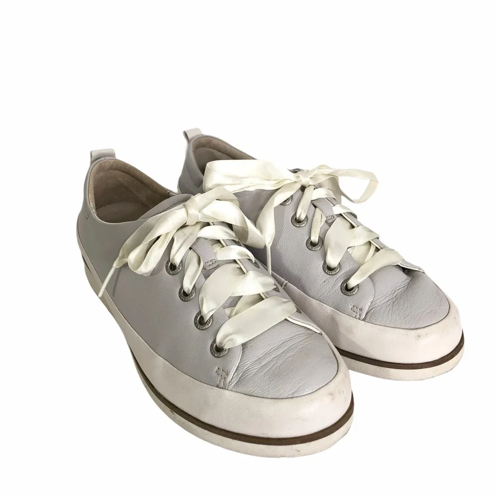 bussola Silk Nappa Vapor Shoes Womens‎ Sneakers Taupe Grey Silk Laces EUC SH849